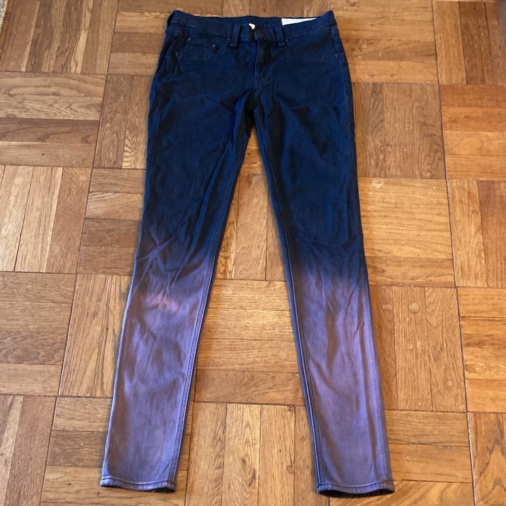 Rag and Bone rusted ombre leggings jeggings, black and mauve, brushed cotton, 26